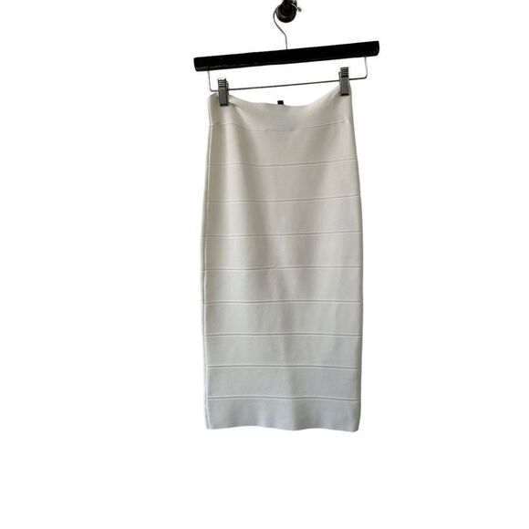 BCBGMAXAZRIA Alexa Bandage Skirt Stretch Ribbed Gardenia White Women's Size XS - Picture 3 of 5